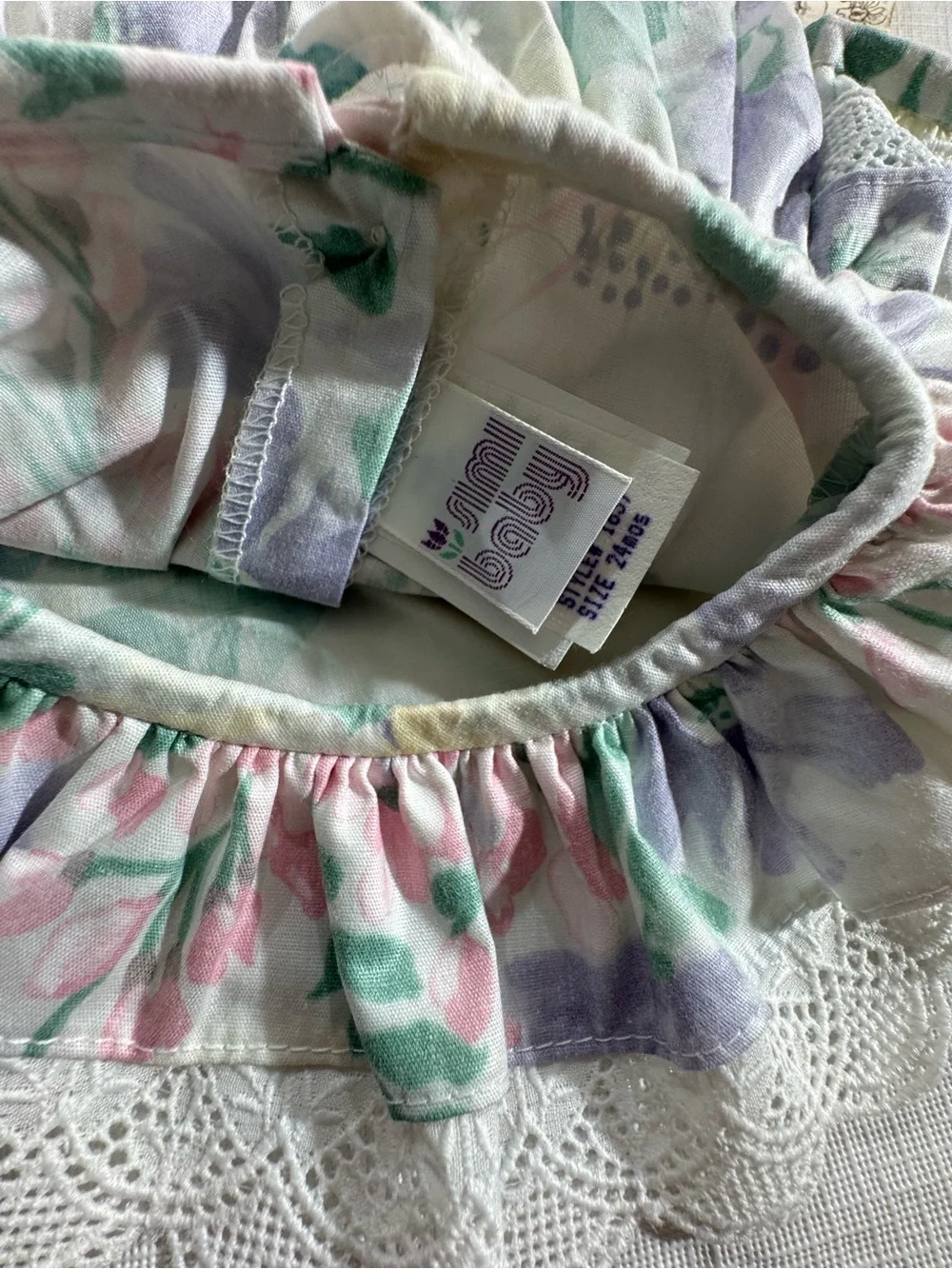 NWT Vintage Simi Baby Floral Pastel Baby Girl Dress with Lace Trim 24 Months
